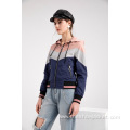 2021 Autumn Women Contrast Color Hoodie Windbreaker Jacket